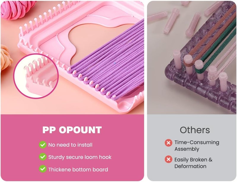 PP OPOUNT Weaving Loom Kit for Kids & Adults, 432 Craft Loops in 12 Colors, Nostalgic Pot Holder Loom Kit for Potholders, Bracelets, Coasters & Doll Scarves - DIY Gift for Girls Ages 8-12 & Beginners - Image 3